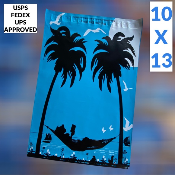 25 10X13 Poly Mailers Girl Hammock Palm Trees, Shipping Envelopes PRICE IS FIRM - Picture 8 of 9